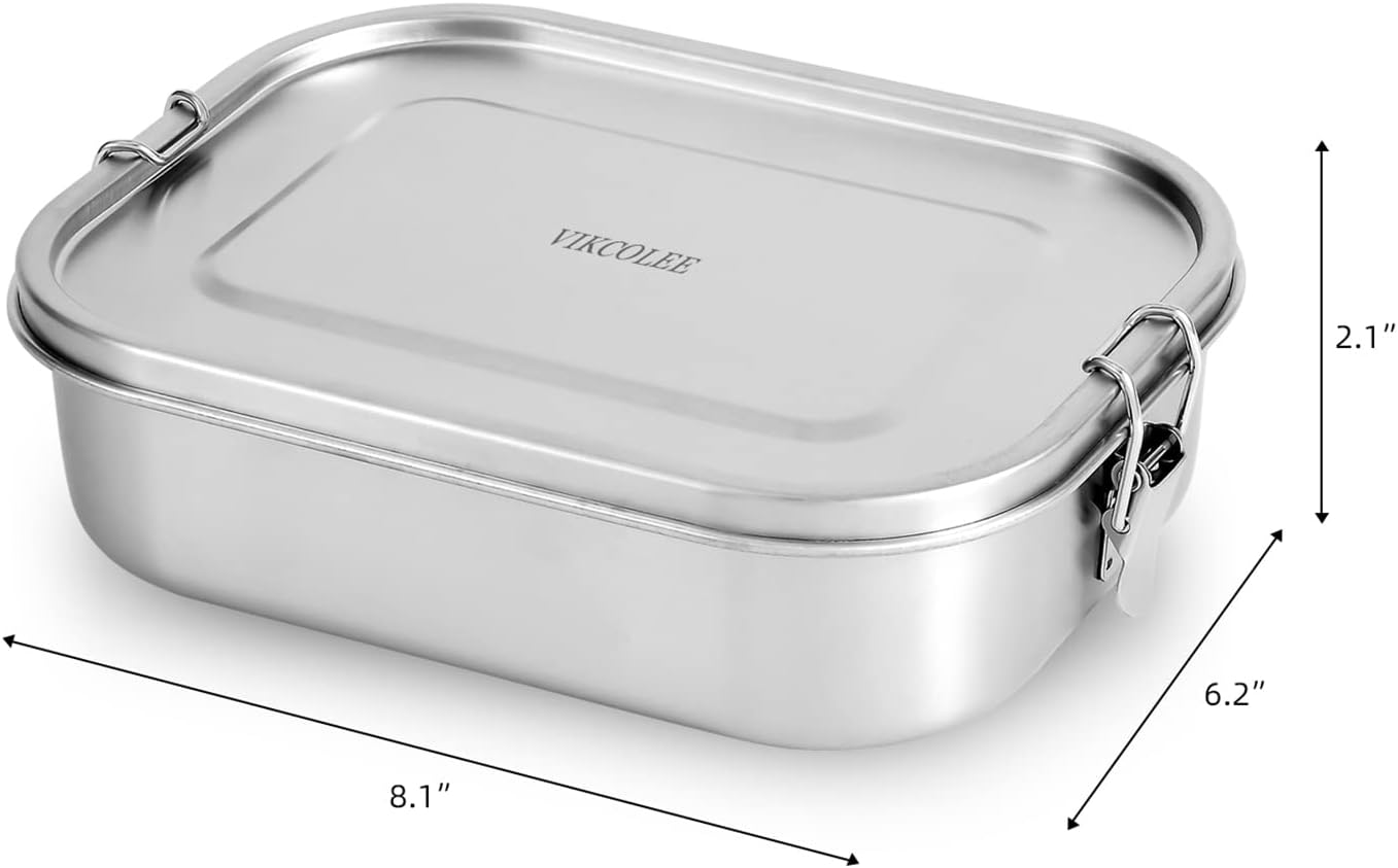 Stainless Steel Bento Lunch Food Box Container, 5-Compartment Large 1400ML Metal Lunch Box Container for Adults with Lockable Clips to Leak - Dishwasher Safe - Image 3