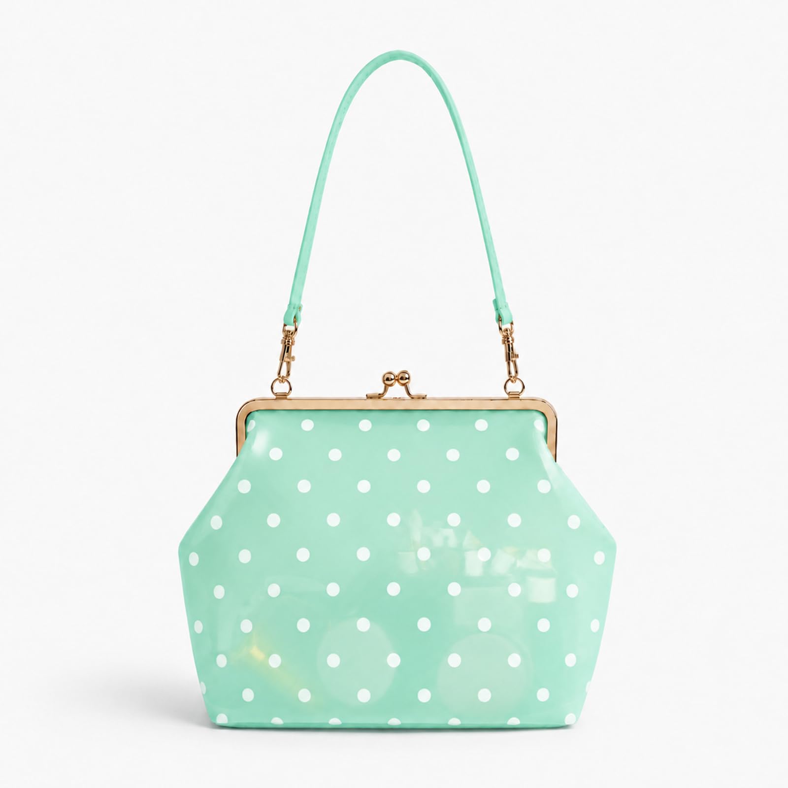 Bolso bandolera de PVC transparente para mujer, diseño de lunares, grande, elegante, cierre de beso, impermeable, color caramelo, bolsa de transporte para uso diario y viajes (verde menta)
