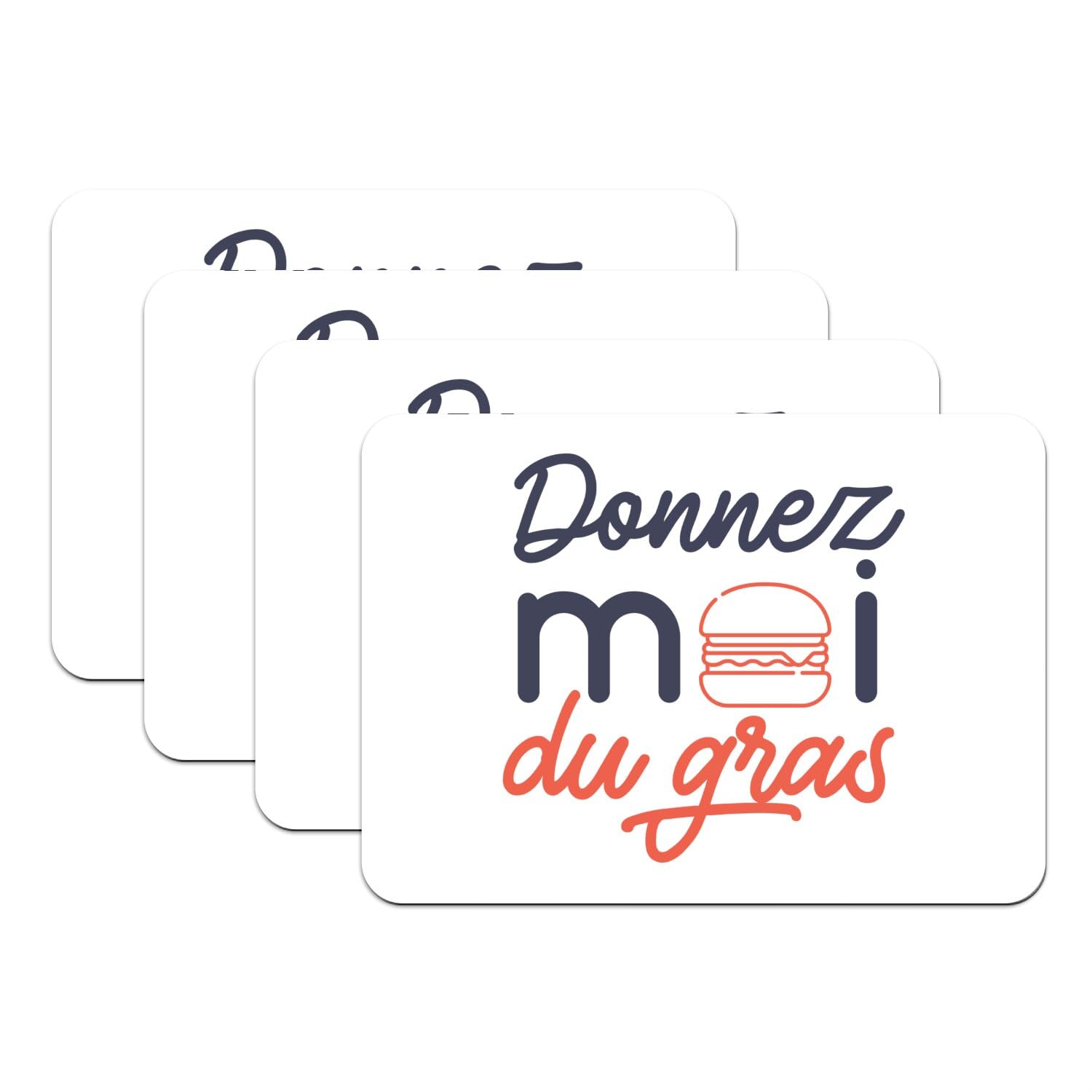 Sets de table caoutchouc blanc grand format 39,5x28,5 cm protège table motif burger viande