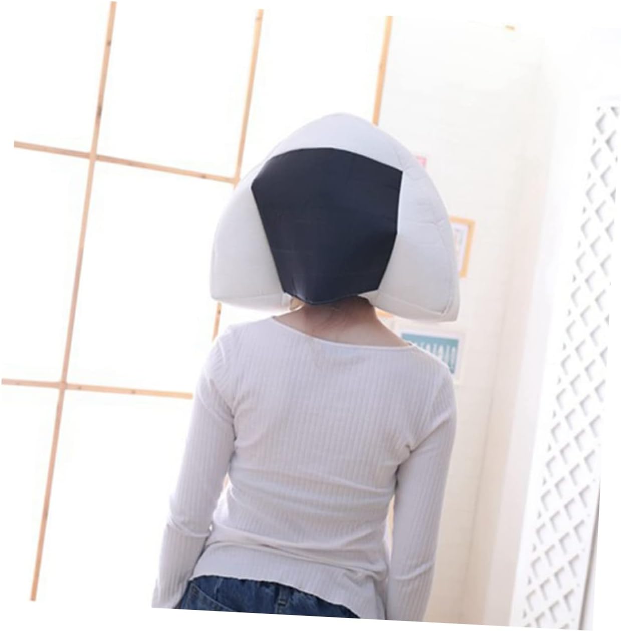 SHOWERORO Sushi Plush Hat Costume Ricew Triangle Headwear Rice Ball Head Cover Plush Toy Novelty Headwear Pp Cotton