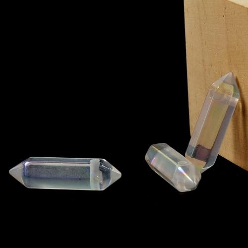 Miniatura 5 de Justinstones Aqua Aura - Varita hexagonal de cuarzo transparente de 1.260 in, piedra preciosa natural, para hacer joyas, cuentas curativas para