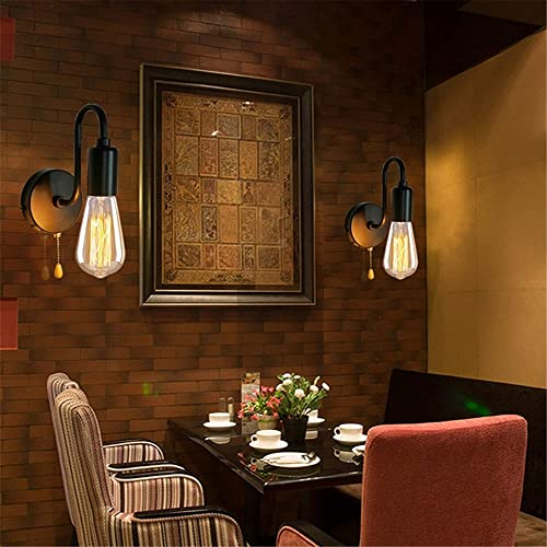 Ojrg Vintage Wall Lamp Metal Retro Industrial Indoor Wall Lights With Pull Cord Switch, Vintage Brass Head E27 Wall Sconces For House Bar Restaurants Coffee Living Room Bedroom #TOP6