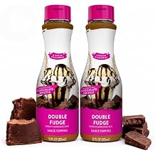 Sugar Free Double Fudge Sauce, Zero Calorie Chocolate Dessert Topping, Keto Friendly, Gluten Free, Coffee Syrup & Ice Cream Drizzle, 12 Fl Oz 2 Pack