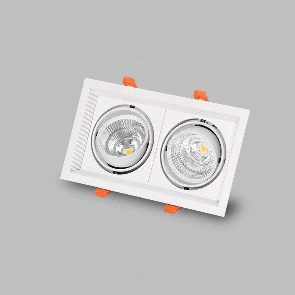 Hertl Foco de techo COB de aluminio blanco, panel de rejilla comercial moderno, luces de techo, luz LED empotrada cuadrada, reflector de moda, escaparate de ropa integrado integrado, lámpara de decora