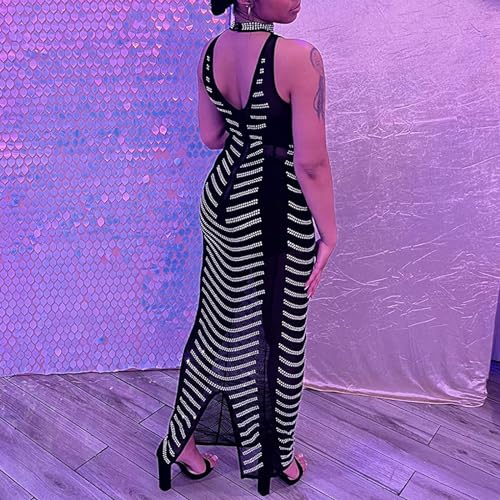 Image of Nagfar Women Rhinestone Sequin Birthday Party Sexy New Year Formal Dress
