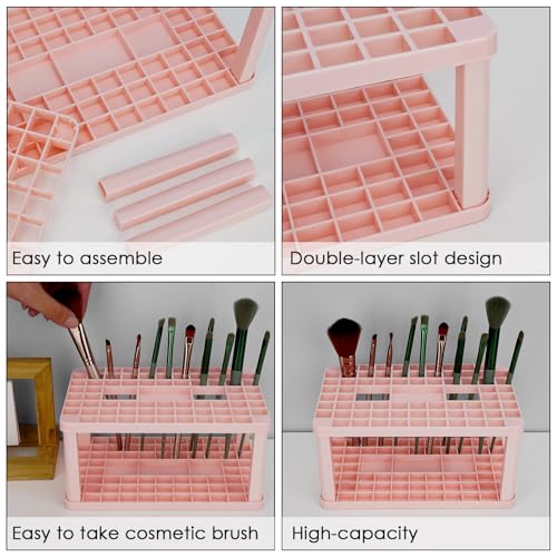 Image of Paint & Makeup Brush Holder, Square Plastic Organizer for Cosmetic Brushes, Art Pens, Pencils, Markers, Calligraphy Pens, Small Tools Storage