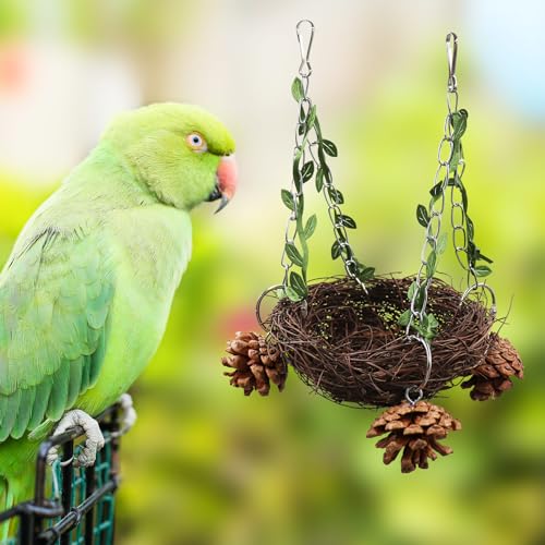 Image of Parakeet Nest, Hanging Parrot Hammock, Bird Swing Toys, Bird Perch Stand Toys, Birdcage Accessories, Suitable for Small to Medium Bird Parakeets Cockatiels