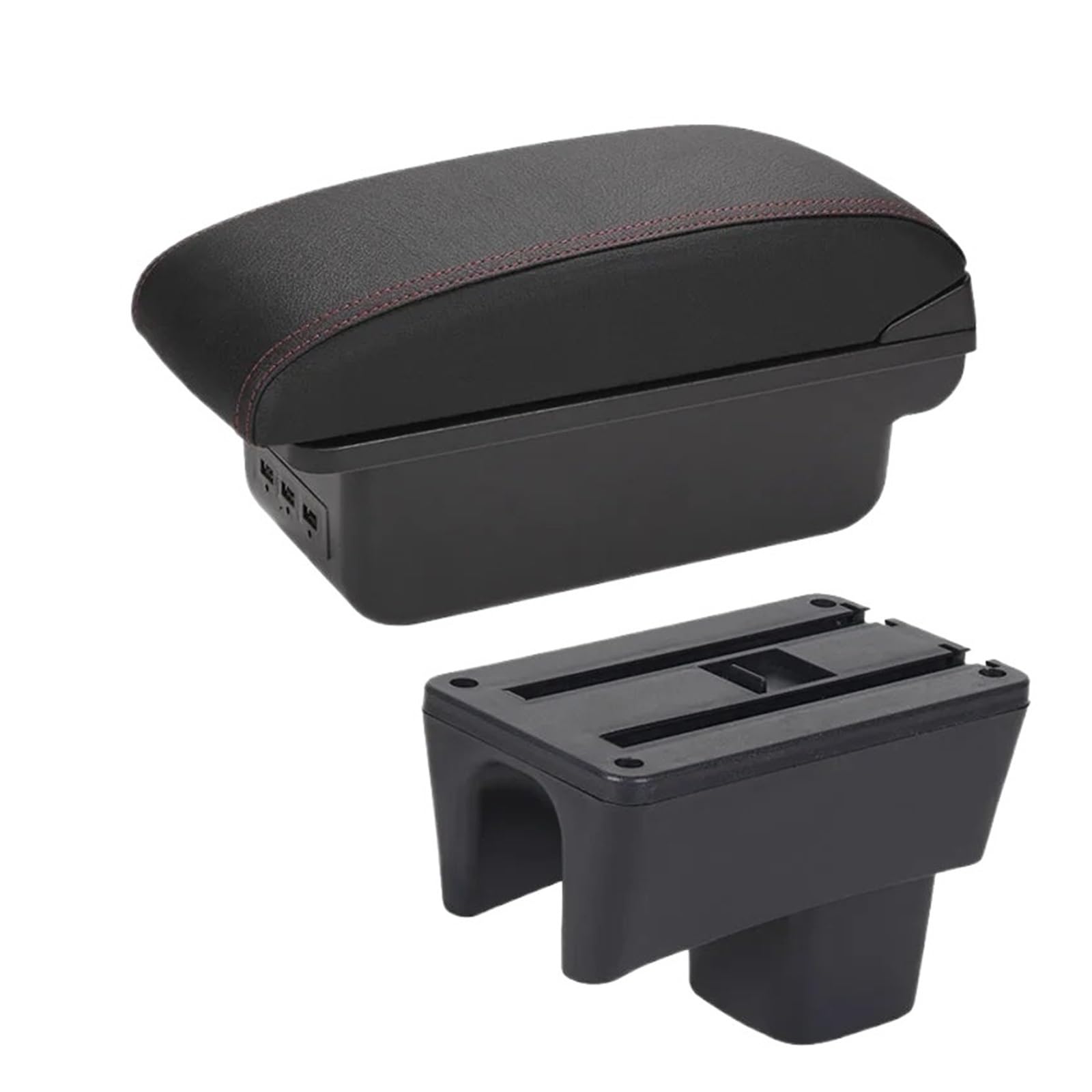 For Suzuki For Swift 2005-2024 Armrest Box Car Accessories Interior Details Storage Retrofit Parts Car Centre Console Armrest Box(B1 Black red 3USB)