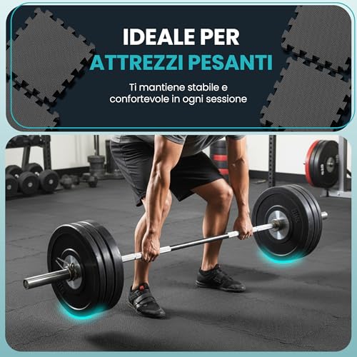 Tuco Sport Tappeto Da Fitness A Puzzle【Set Da 21 Tappetini】Materassino Antiscivolo Da Palestra Componibile Con Protezione Antiurto Per Pavimenti, Pesi, Dischi, workout, Ginnastica, Piscina - 8