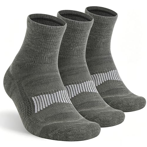 Image of Merino Wool Ankle Socks, Men's Women's 90% Wool Athletic Thin Running Moisture Wicking Socks, 3 Pairs