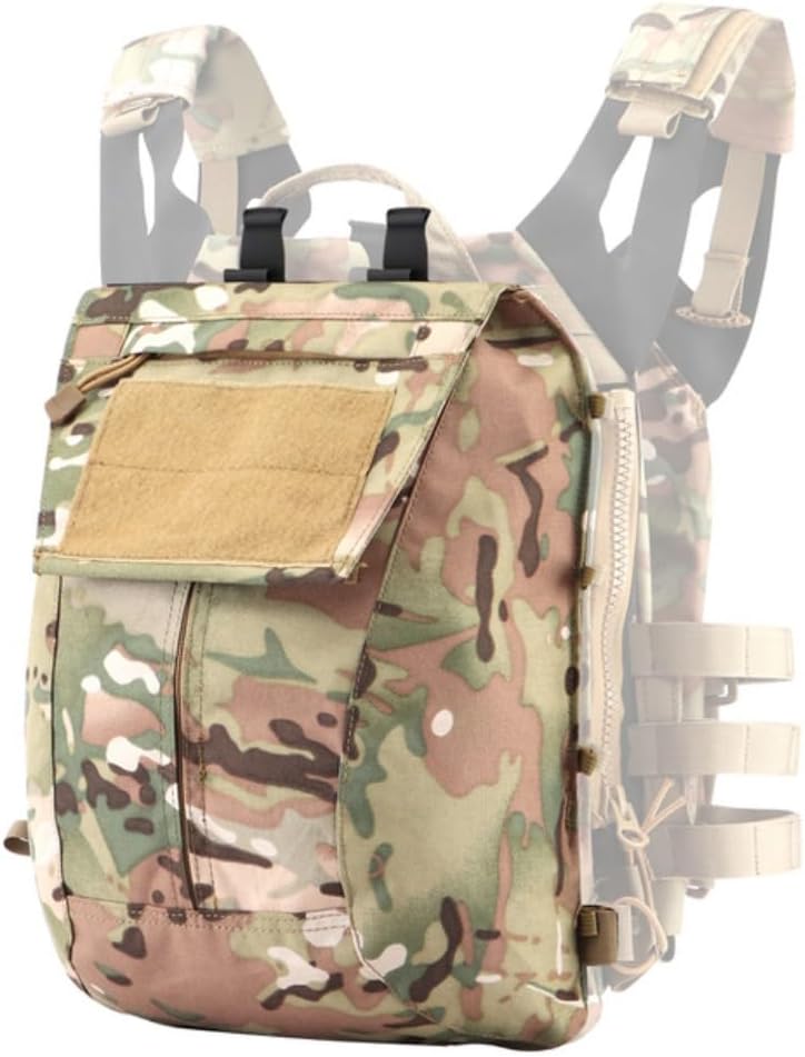 Tactical Pouch Zip-on Panel for AVS JPC2.0 CPC Vest Backpack Airsoft Mesh Poacket Built-in Magazine Snap Closure Hunting Nylon (CP)