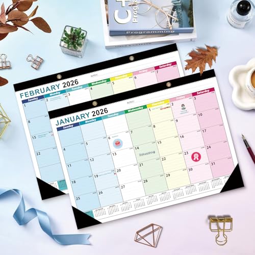 Wawasia Wall Calendar 2026-2027 Monthly Desk & Wall Calendar with Corner Protectors,18 Months, Thick Paper, To-do List and Notes (from Jan 2026 to Jun 2027)