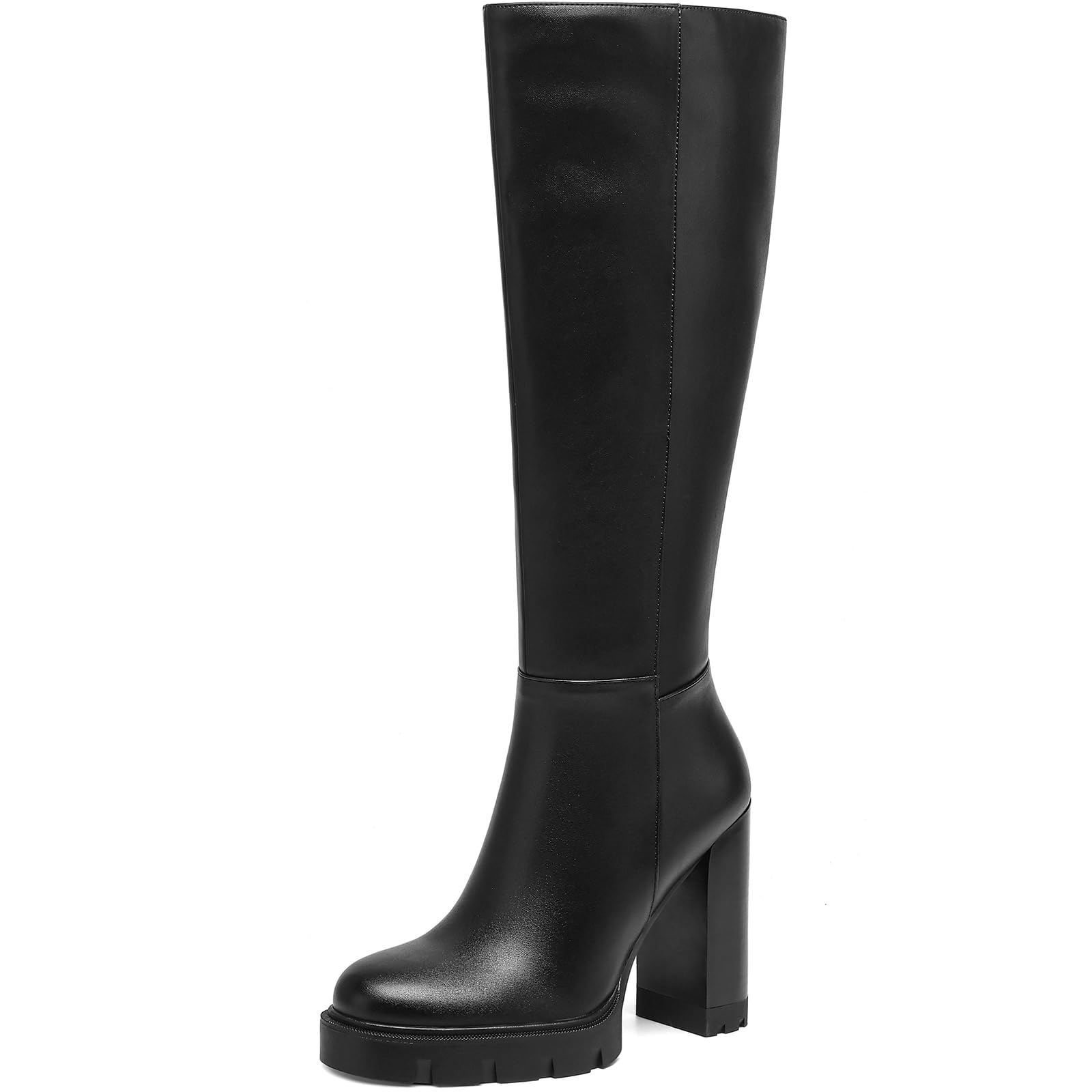 Platform Knee High Boots Women Chunky Block High Heel Boots for Women Tall Long Gogo Boot with Side
