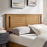 ComfIQ Serene Queen Size Wood Headboard Shiplap-Inspired Panel Design in a Stained Pine Finish