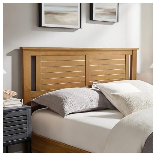 ComfIQ Serene Queen Size Wood Headboard Shiplap-Inspired Panel Design in a Stained Pine Finish