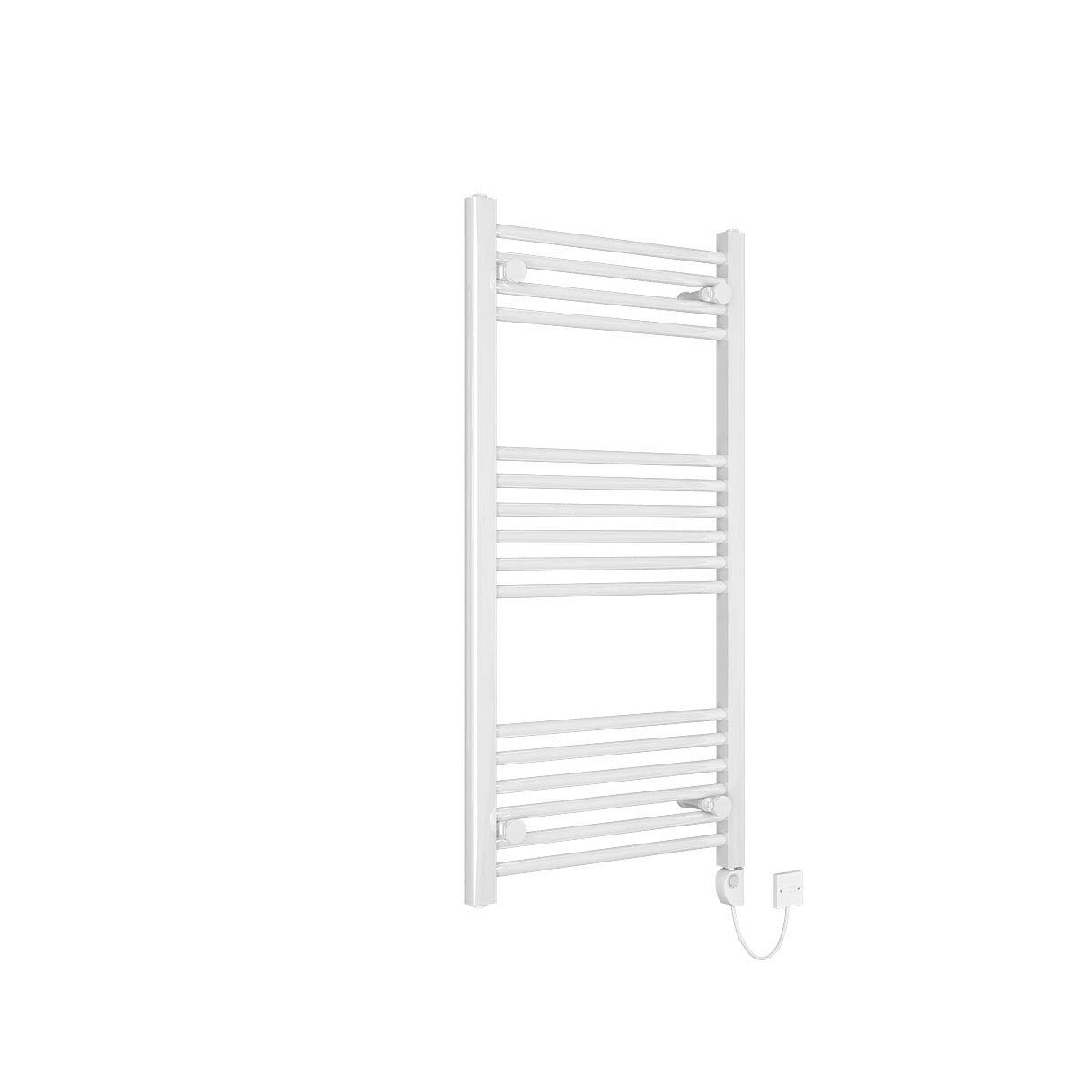 WarmeHaus 200W Electric Heated Towel Rail Thermostat 1000x500mm Thermostatic Heated Towel Rail Electric Ladder Radiator White Straight Towel Warmer