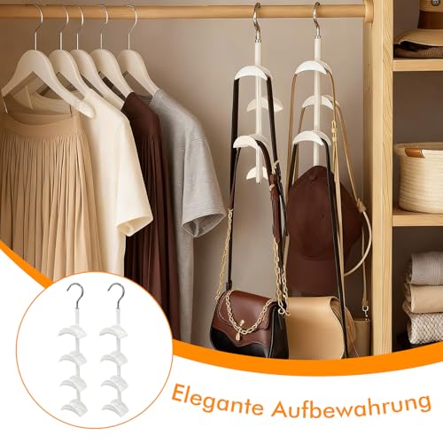 2-TLG Taschenhalter – 360° Handtaschen Aufbewahrung für Handtaschen,Taschenbügel, Taschenaufbewahrung, Rucksäcke & Accessoires mit 4 Haken, platzsparend für Schrank und Wand, Taschengarderobe