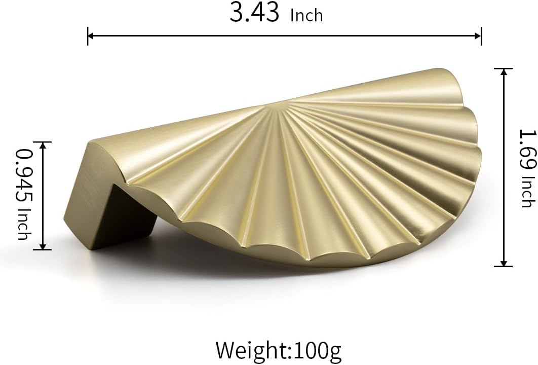 YAGU 10 Pack Brushed Brass Cabinet Cup Pulls 2-1/2 Inch Hole Center Half Moon Gold Drawer Pulls for Kitchen Cupboard Bathroom Dresser Hardware Handles Zinc Alloy