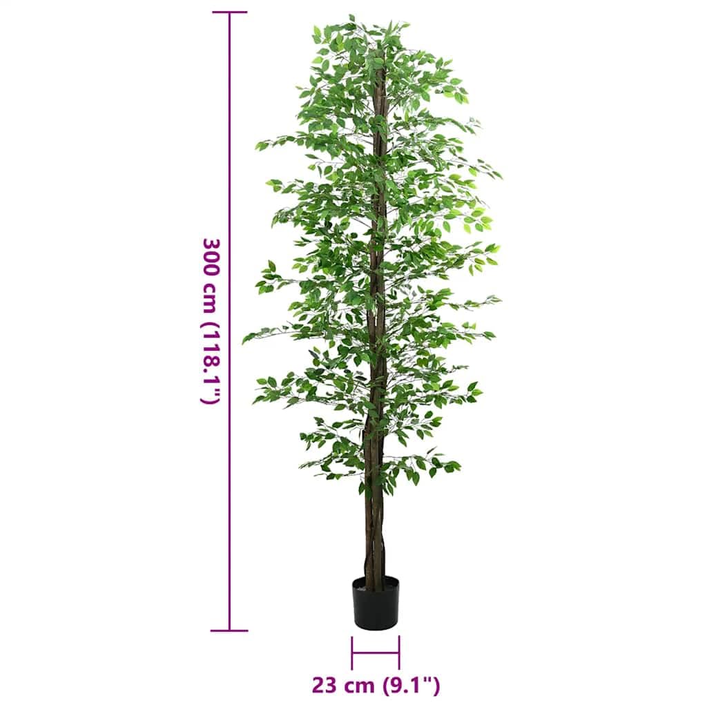 Árbol de ficus artificial con hojas de 2016, 300 cm de alto, hojas de PEVA, madera dura mixta, maceta de plástico resistente, planta artificial de fácil cuidado para salón, oficina, jardín