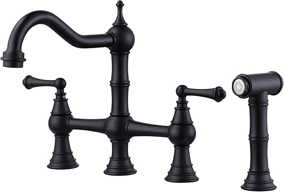 WOWOW Black Kitchen Faucet with Side Sprayer WOWOW Black Kitchen Faucet