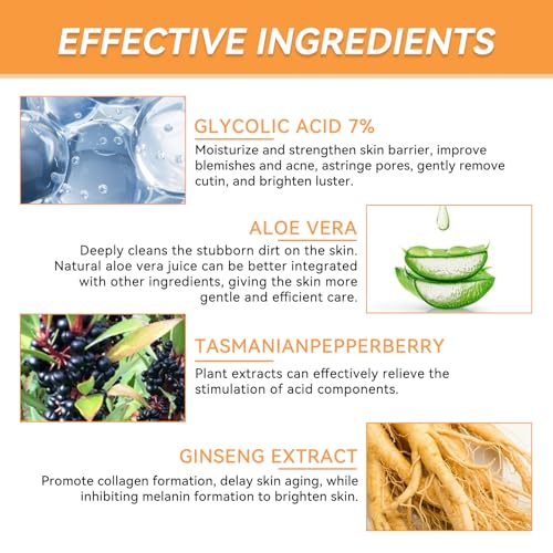 Acido Glicolico 7% Toning Resurfacing Solution, Glycolic Acid, Apto para Todo Tipo de Piel, Cuidado de la Piel Ácido Glicólico, Exfoliante, Manchas, Acné - imagen 4