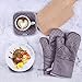 Piduules Set of 4 Oven Mitts and Pot Holders, 482 F Heat Resistant Hot Plate Moving Non-Slip Gloves for BBQ, Grill, Baking, Cooking, Oven, Microwave (Gray)