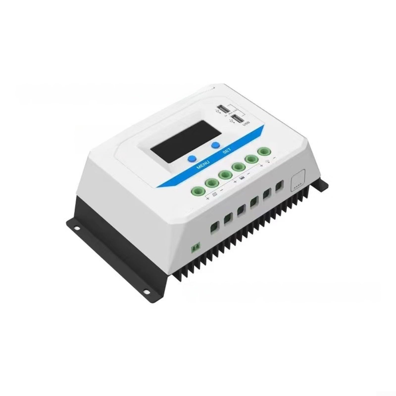 Regolatore di carica solare 12/24 V per PWM con display LCD, doppia porta USB, compensazione della temperatura per camper, campeggio, barca e impianto solare (bianco) (45 A)