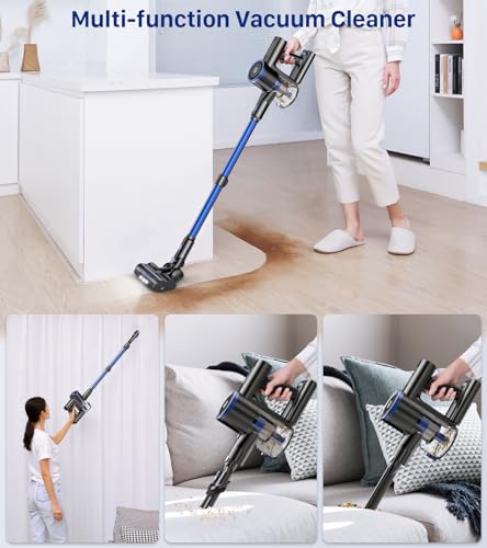 MIBODE Cordless Vacuum Cleaner, Powerful Stick Vacuum with 3 Suction Modes, Max 45Mins Runtime Rechargeable Vacuum, Anti-Tangle Vacuum Cleaner for Home, 8-in-1 Vacuum for Hard Floor Carpet Pet Hair