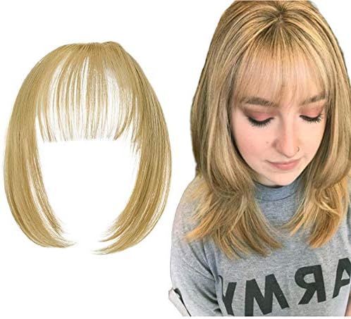 Qunlinta Clip in Bangs Hair Extensions One Piece in Fringe Bangs Hairpiece Synthetic Hair Accessories For Women Ash Blonde
