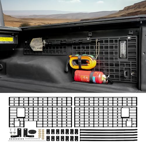 Utiiy Side Molle Panel Compatible with 2019-2024 Jeep Gladiator JT Bed Storage Cargo Rack Truck Bed Organizer No Drilling Fits for Gladiator Accessories