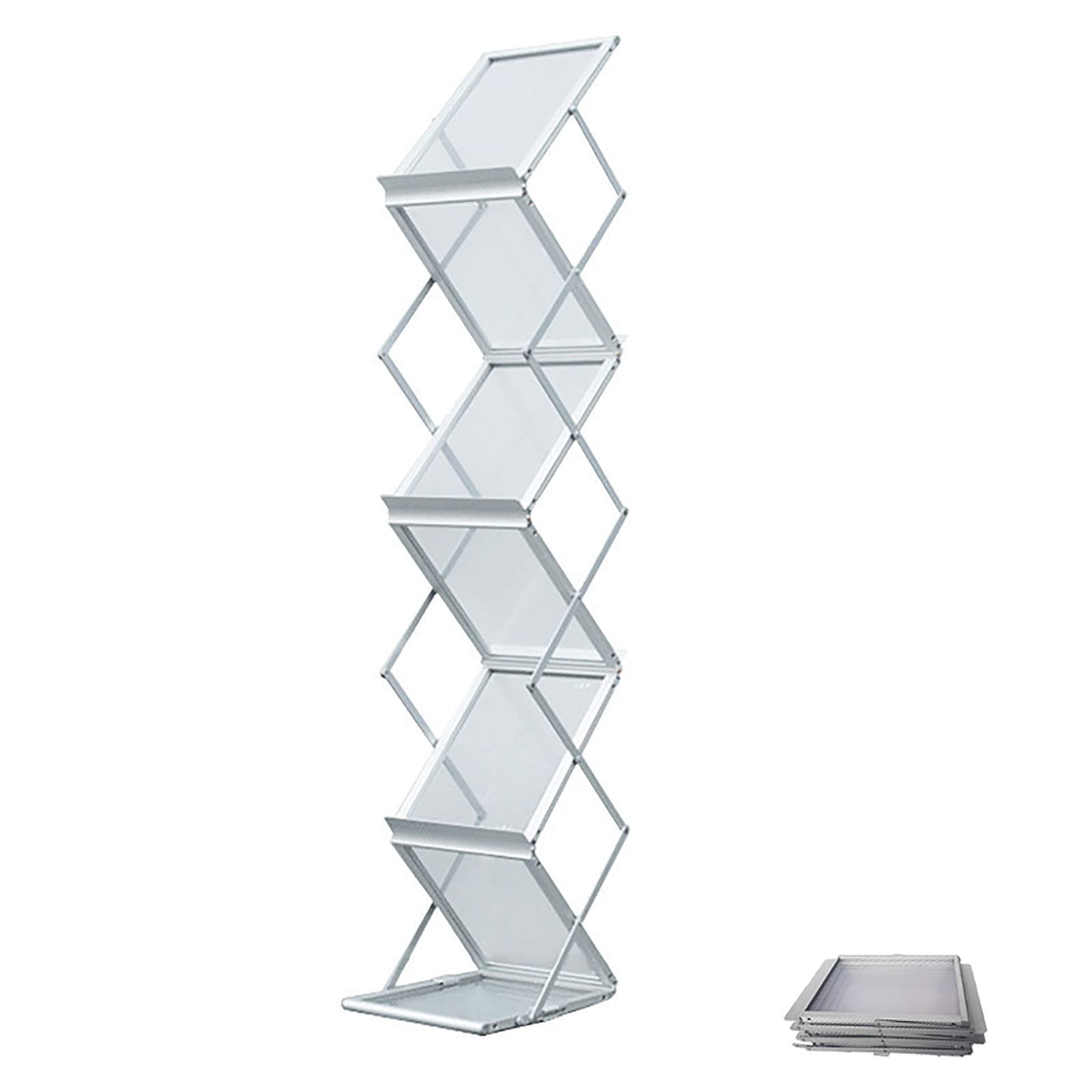 ASerZenith Floor Standing Magazine Rack, Folding Vertical Newspaper Promotion Exhibition Display Rack, Vertical Document Rack, Brochure Rack