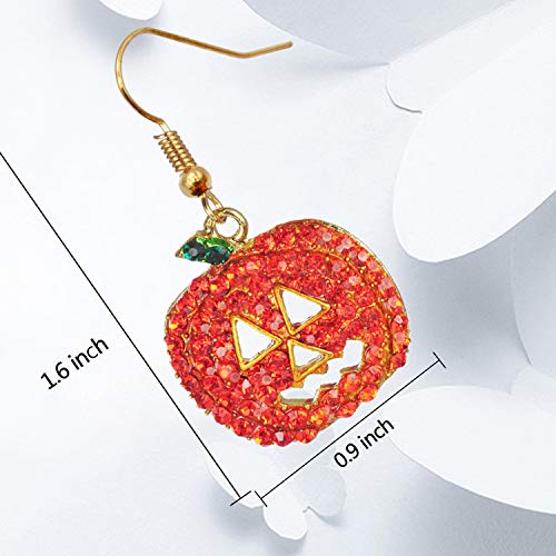 Halloween Pumpkin Earrings Hypoallergenic Crystal Dangle Earrings for Women Holiday Thanksgiving Halloween Pumpkin Drop Earrings2