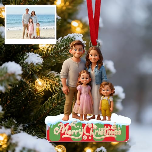 WERWAES Adorno Navideño Personalizado, Diseño Animado en Acrílico, 4,5-13,3 cm, Impresión Doble Cara, Regalo Familiar (Style-5)