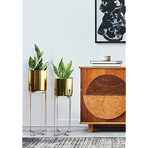 Green Decore Planter, Iron, Brass, Set of 2 Cover
