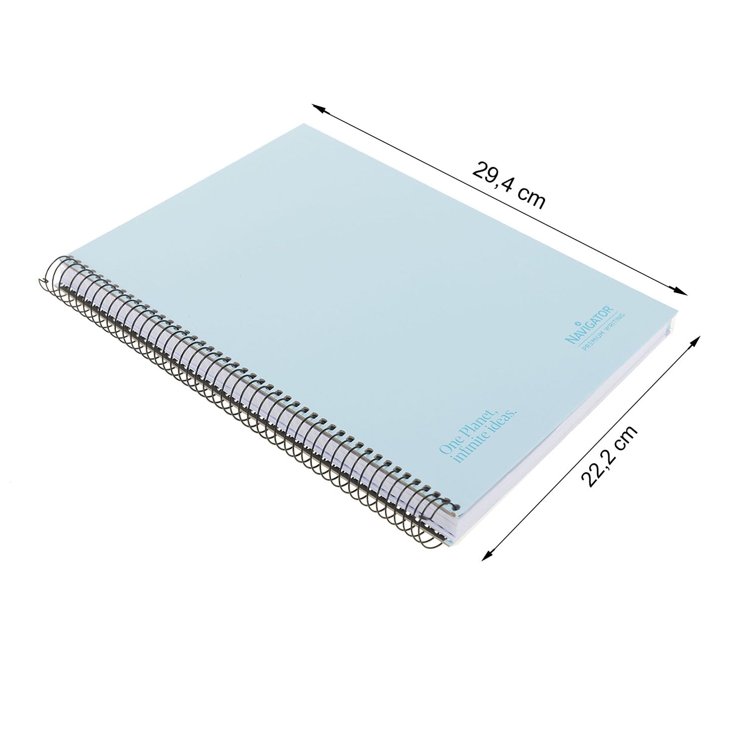 Navigator Cahier microperforé a4 + quadrillé 5 x 5 cm | Couvercle extra long | Bleu pastel | 5 bords couleur | papier 80 g | 120 feuilles 4 perceuses | spirale Coil-Lock | Papier Premium Writing