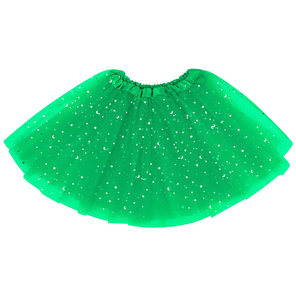 Tutu Elástico Tul 30 cm 3 Capas Falda Ballet para Niña Fiesta Baile Lentejuelas