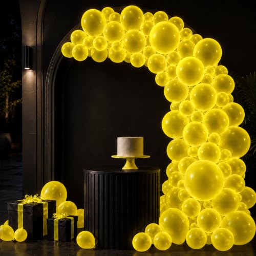 Image of 100 Pcs UV Neon Yellow Balloons 12 inch Neon Party Supplies, Balloons, Glow in the Dark for Birthday, Graduation, Baby Shower,Wedding, Anniversary Valentines Party Decorations