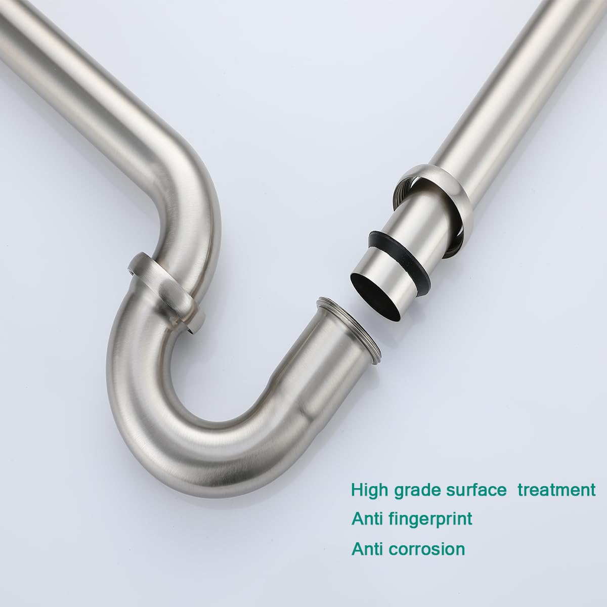 Tubo de drenaje de latón en forma de U de 1 1/4 pulgadas con tubo de extensión de junta deslizante, longitud de tubo vertical de 12 pulgadas, altura ajustable, kit de drenaje de trampa de residuos