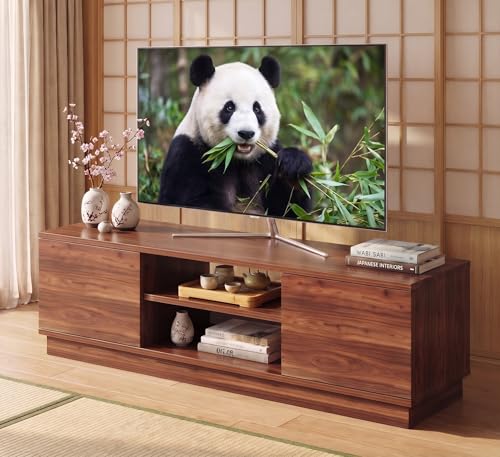 WLIVE テレビ台 ローボード テレビボード 収納 ロータイプ 幅110 高さ33cm tv台 tvボード 43インチ対応 24-47型対応 扉付き 大容量収納スペース ブラウン