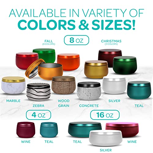 Hearts & Crafts Wine Candle Tins 8 Oz With Lids - 24-Pack Of Bulk Candle Jars For Making Candles, Arts & Crafts, Storage, Gifts, And More - Empty Candle Jars With Lids #TOP6