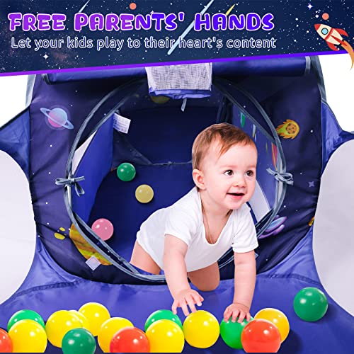 Lojeton 3Pc Space Ship Kids Play Tent, Crawl Tunnel, Ball Pit For Toddlers, Indoor & Outdoor Playhouse Castle Toys, Baby Boys Girls Gift For 3 4 5 6 7 Years Old (Balls Not Included) #TOP5