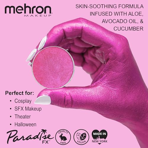 Image of Mehron Paradise FX Metallics - Metallic Fuchsia 0.25 oz | Pro Water-Activated Shimmer Paint for Raves, Costumes, SFX, Halloween, Stage, Screen, Theater & Cosplay
