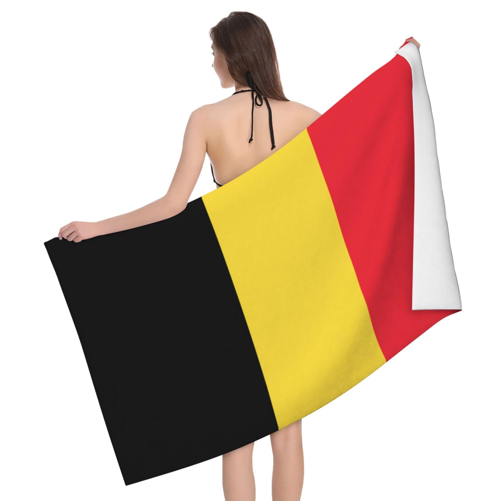 QAZWZML Home microfiber Flag of Belgium prints bath towels for travel, beach, and bathroom use. Highly absorbent and soft pool towels for men and women, quick drying