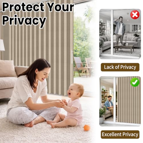 Image of AJAZZ Blackout Accordion Door Curtain 1 Panel 98 inchx78 inch Brown - Magnetic Folding Room Divider, No-Drill Sliding Patio Closet