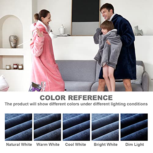 Hansleep Wearable Blanket Hoodie For Kids, Hoodie Blanket With Pockets And Sleeves Sweatshirt For Teens As A Gift - Navy Kids #TOP5