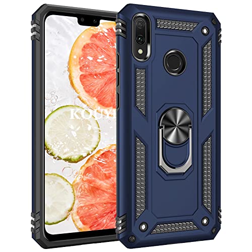 KOUYI Funda para Huawei Y9 2019, Armor Militar Carcasa con 360 Anillo iman Soporte Hard PC y Silicona TPU Bumper antigolpes Fundas Carcasas Case con Kickstand para Huawei Y9 2019 (Azul)