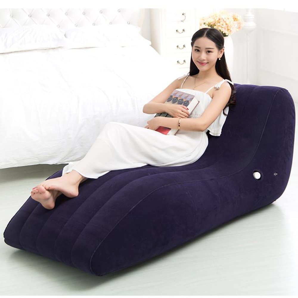 Zertylre Inflatable Sofa Air Chair, Portable Leisure Lounger S-Shaped Flocking Lazy Couch with Foot Air Pump for Pop Up Indoor Living Room and Outdoor Balcony, Backyard, Camping