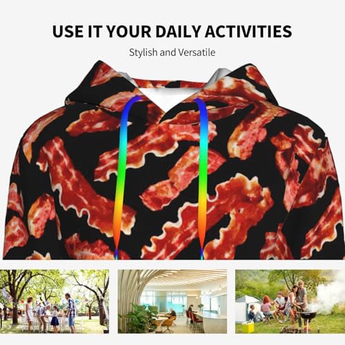Sweat à capuche imprimé bacon pull graphique avec poche douce