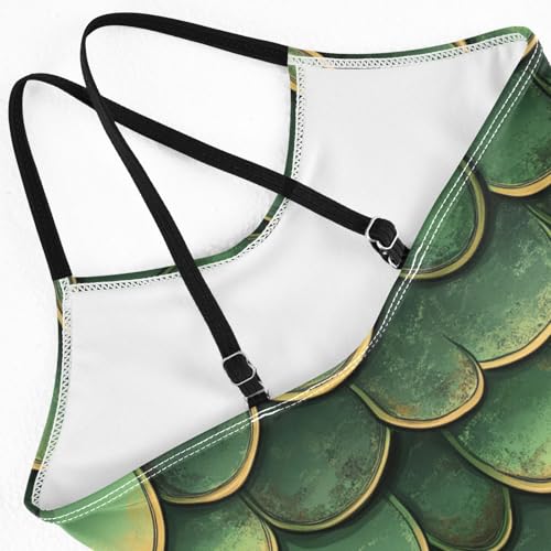 ALAZA Vintage Green Dragon Scale Girl’s Swimsuits Bathing Suit One Piece Beach Swimwear4