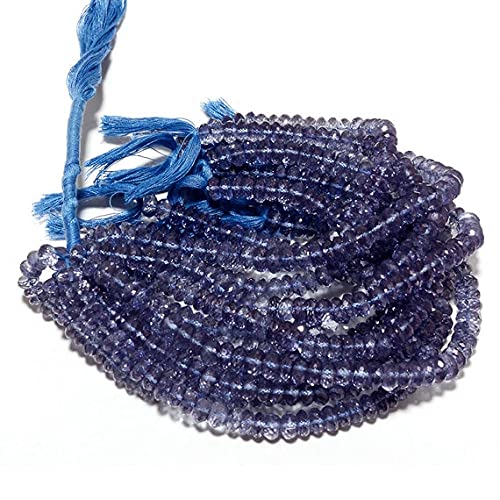 LKBEADS Mikro fasetowane koraliki rondelle kolor iolitu, oryginalny powlekany kryształowy koralik, koraliki 7,5 mm, sznurek 20 cm